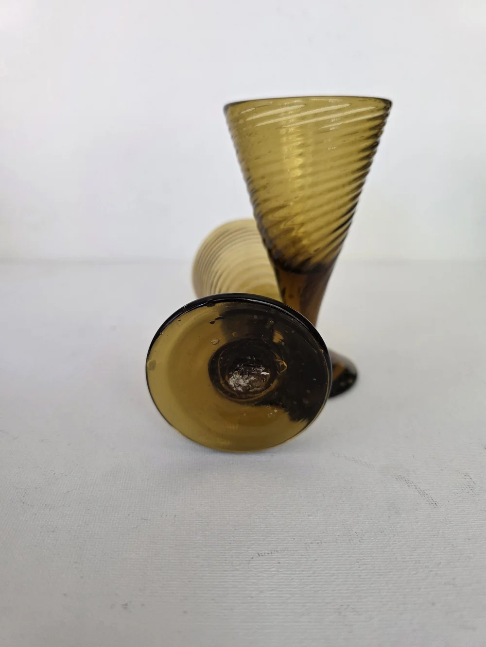 Handblown pair amber